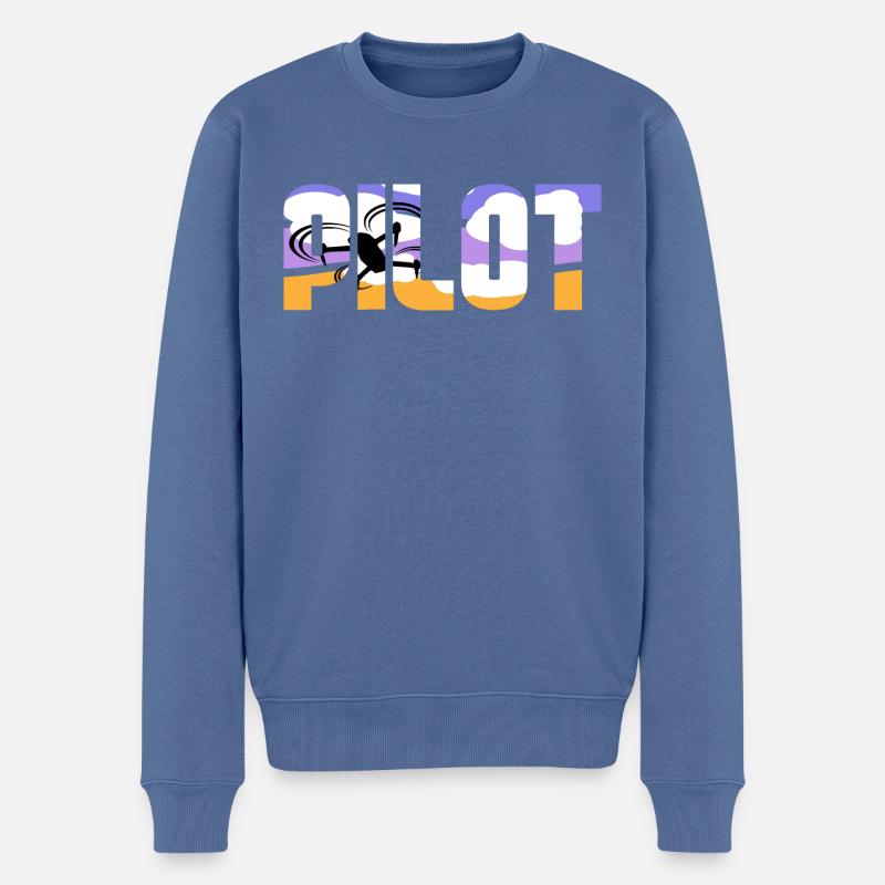 PILOT - Männer Premium Bio Pullover - Taubenblau