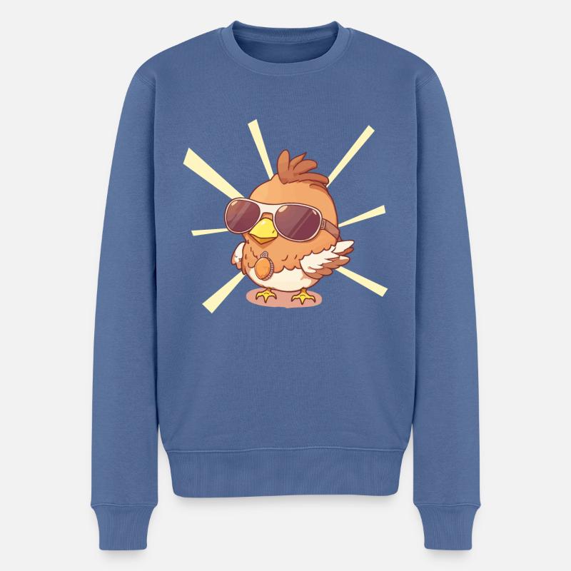 Stilvolles Hähnchen - Männer Premium Bio Pullover - Taubenblau