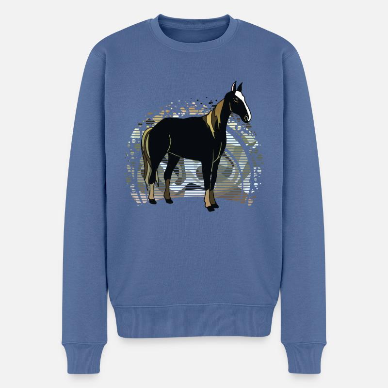 Cheval - Pull Premium bio Homme - bleu pigeon