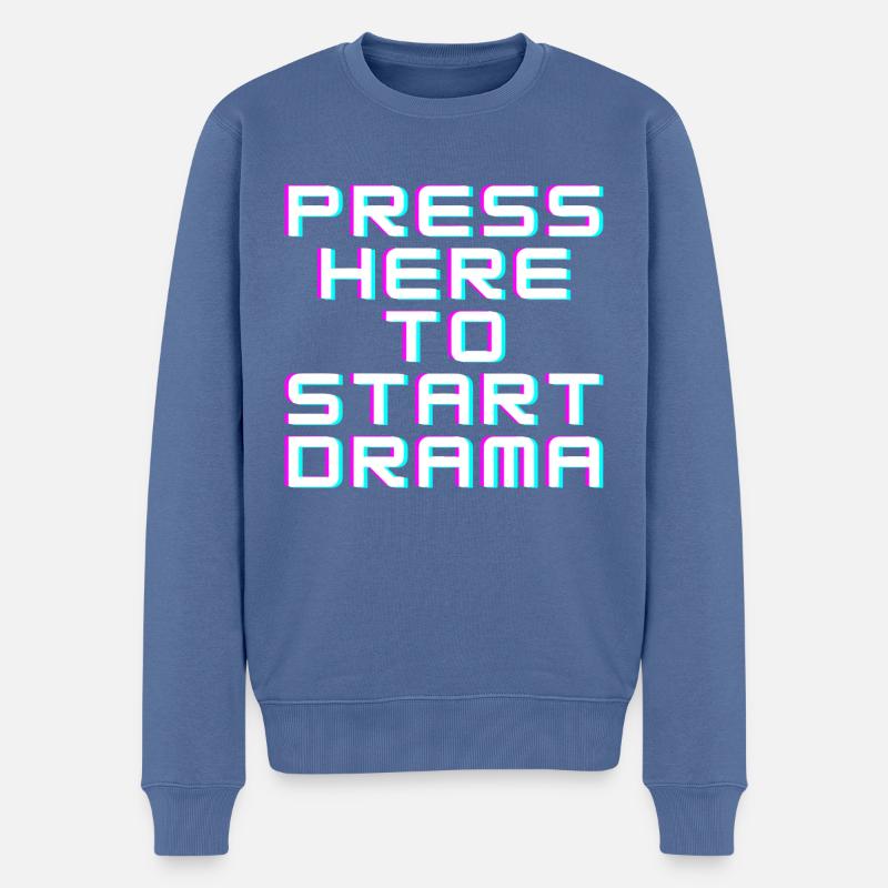 Cliquez ici pour commencer le drame - Pull Premium bio Homme - bleu pigeon