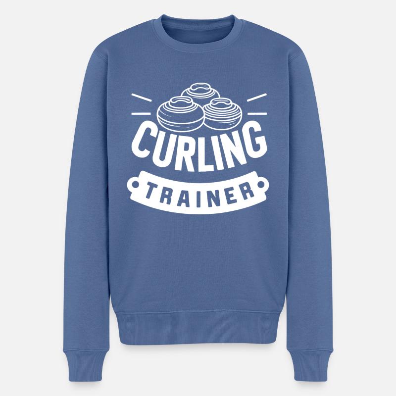 Curling-Trainer - Männer Premium Bio Pullover - Taubenblau