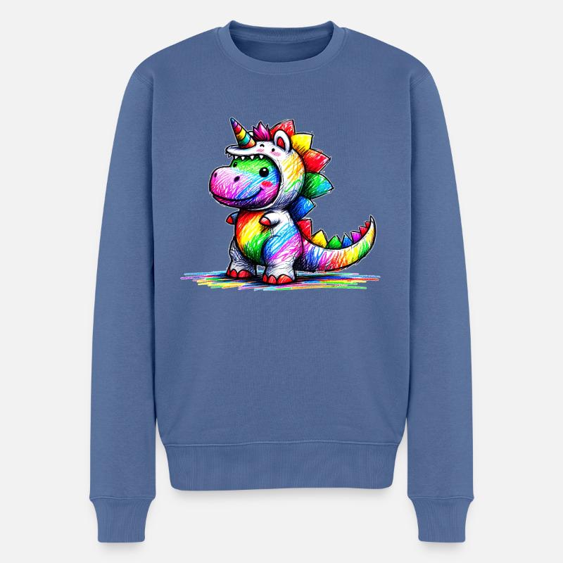 Dinoeinhorn - Männer Premium Bio Pullover - Taubenblau