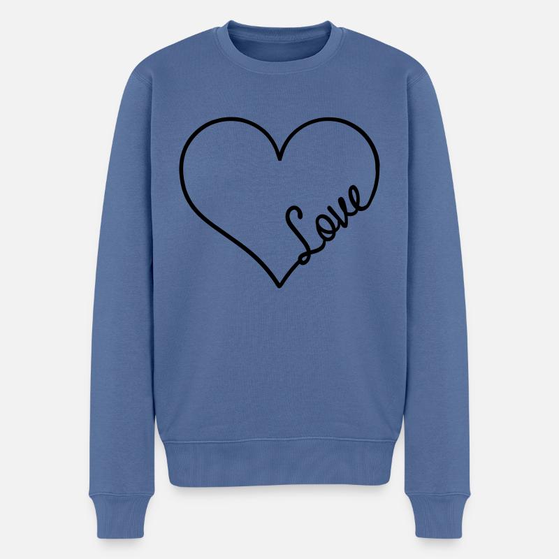Liebe - Männer Premium Bio Pullover - Taubenblau