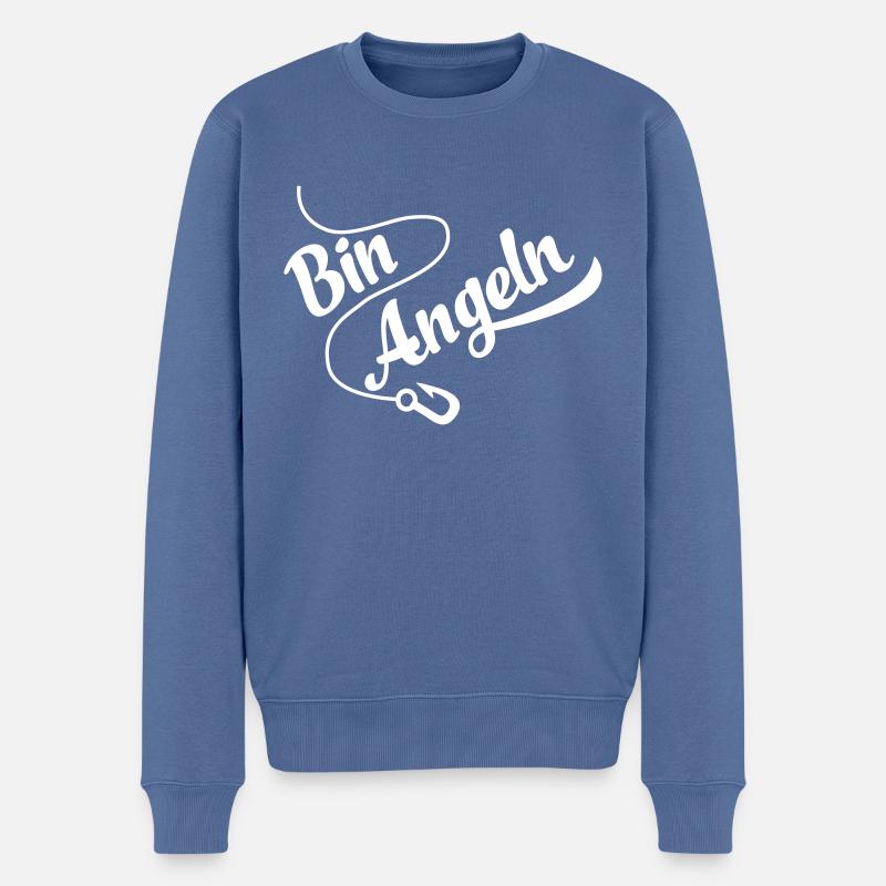 Angeln - Männer Premium Bio Pullover - Taubenblau