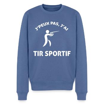 JE PEUX PAS J AI TIR SPORTIF - Pull Premium bio Homme - bleu pigeon - Devant - Nico (187cm)