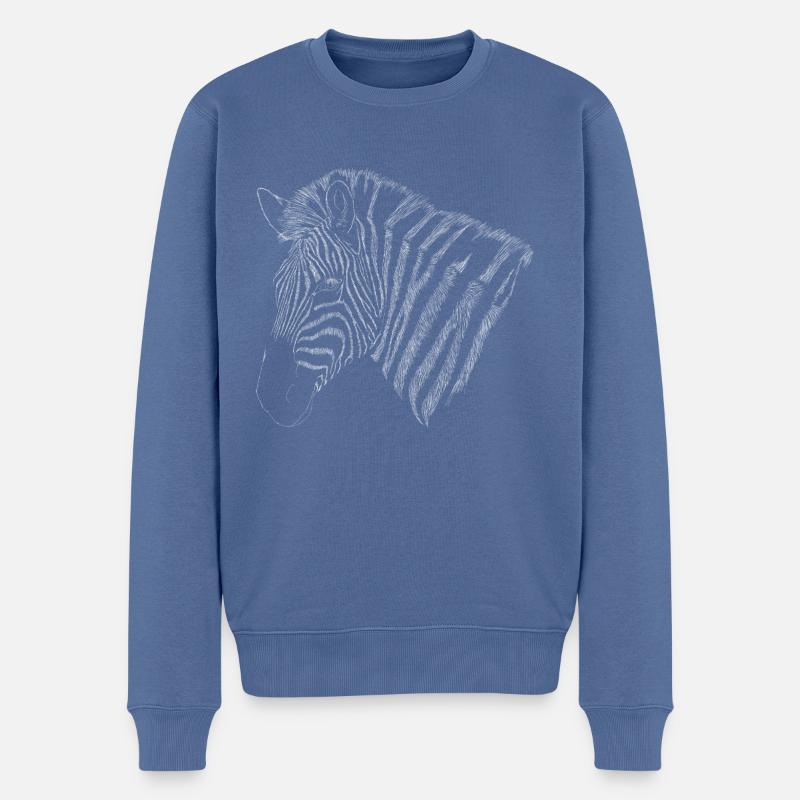 handgezeichnetes Zebra - Männer Premium Bio Pullover - Taubenblau