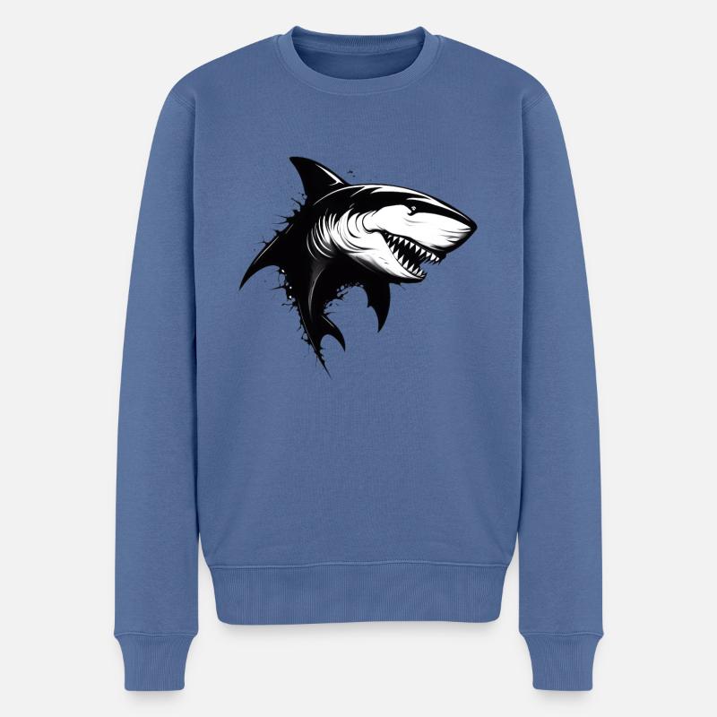 Requin dangereux - Pull Premium bio Homme - bleu pigeon
