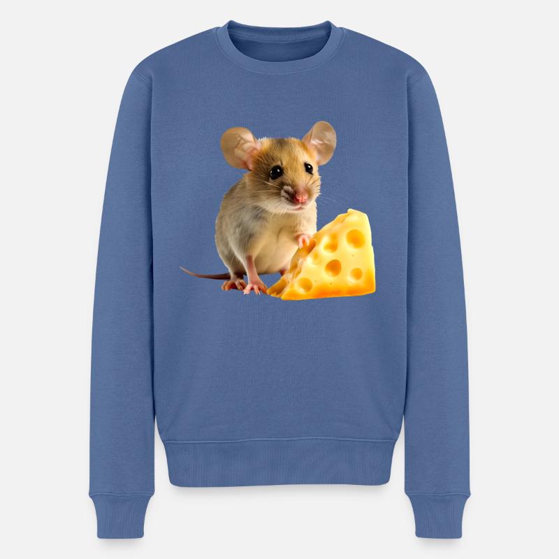 Maus mit Käse - Männer Premium Bio Pullover - Taubenblau