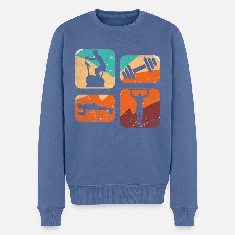 fitness gym training 3 - Pull Premium bio Homme - bleu pigeon