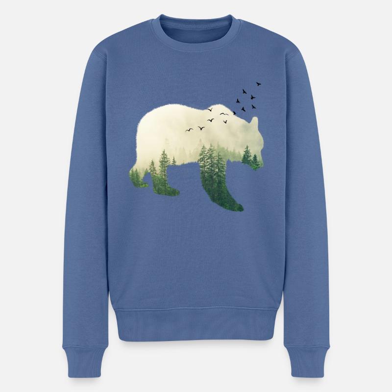 Ours Foret - Pull Premium bio Homme - bleu pigeon