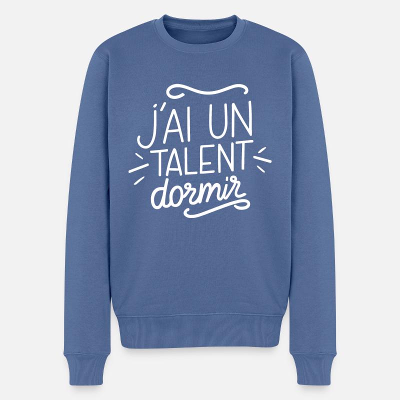 J'ai un talent : Dormir - Pull Premium bio Homme - bleu pigeon