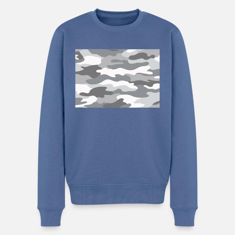 Schnee Camo - Männer Premium Bio Pullover - Taubenblau