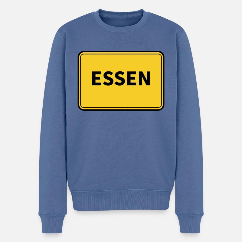 Essen Stadt Ortsschild - Männer Premium Bio Pullover - Taubenblau