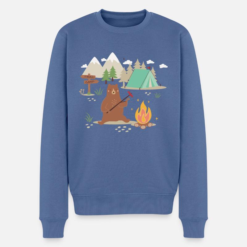 Camping Bär - Zelten gehen - Männer Premium Bio Pullover - Taubenblau