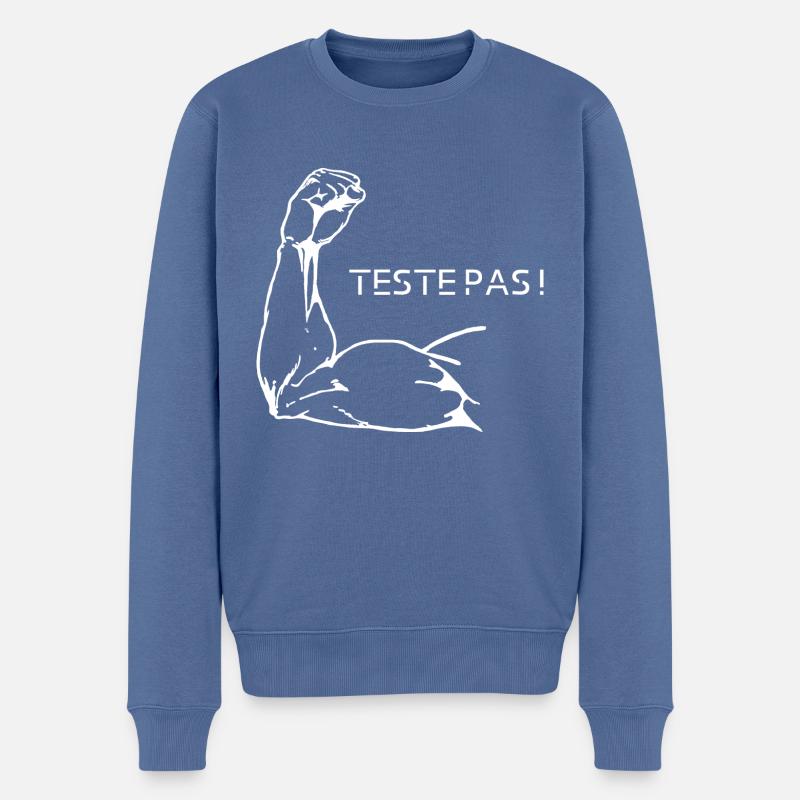 Nicht testen! - Männer Premium Bio Pullover - Taubenblau