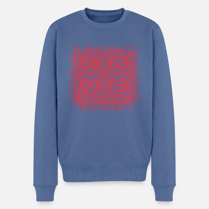 J’adore le design Pixel - Pull Premium bio Homme - bleu pigeon