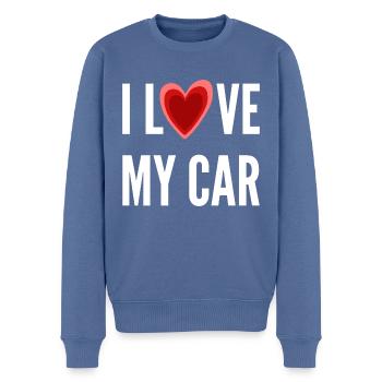I LOVE MY CAR - Für Autoliebhaber - Männer Premium Bio Pullover - Taubenblau - Vorne - Nico (187cm)