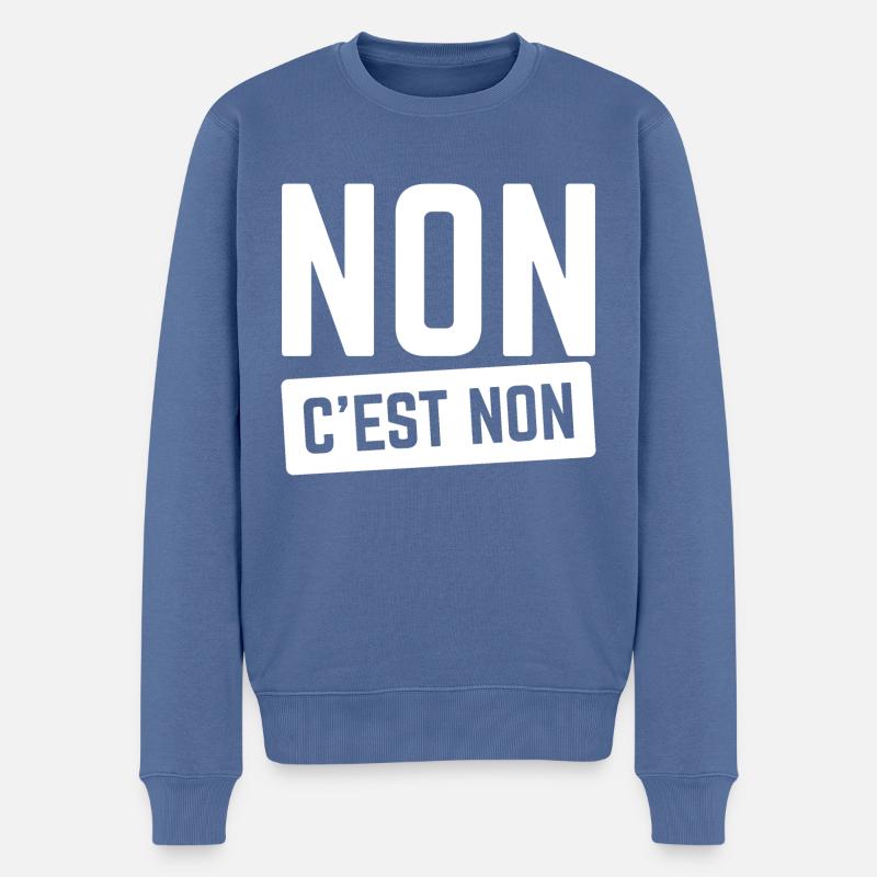 Non C'est Non. - Pull Premium bio Homme - bleu pigeon