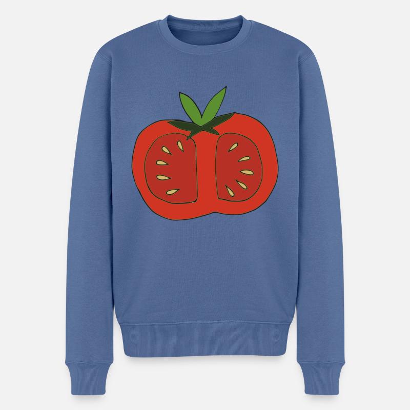 Tomate coupée en deux - Pull Premium bio Homme - bleu pigeon