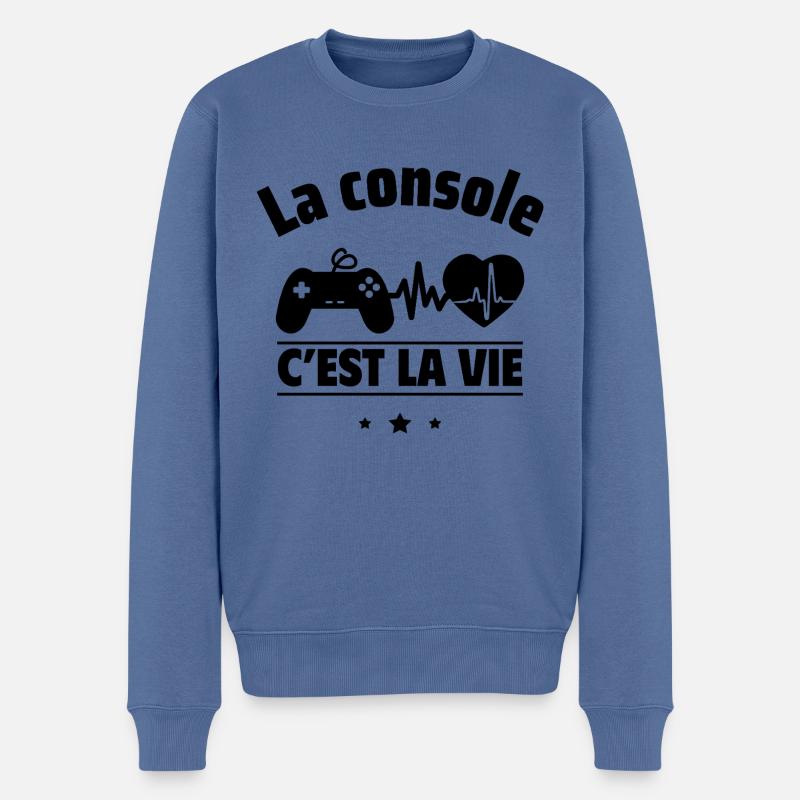La console, c'est la vie,Geek,Gamer,Gaming - Pull Premium bio Homme - bleu pigeon