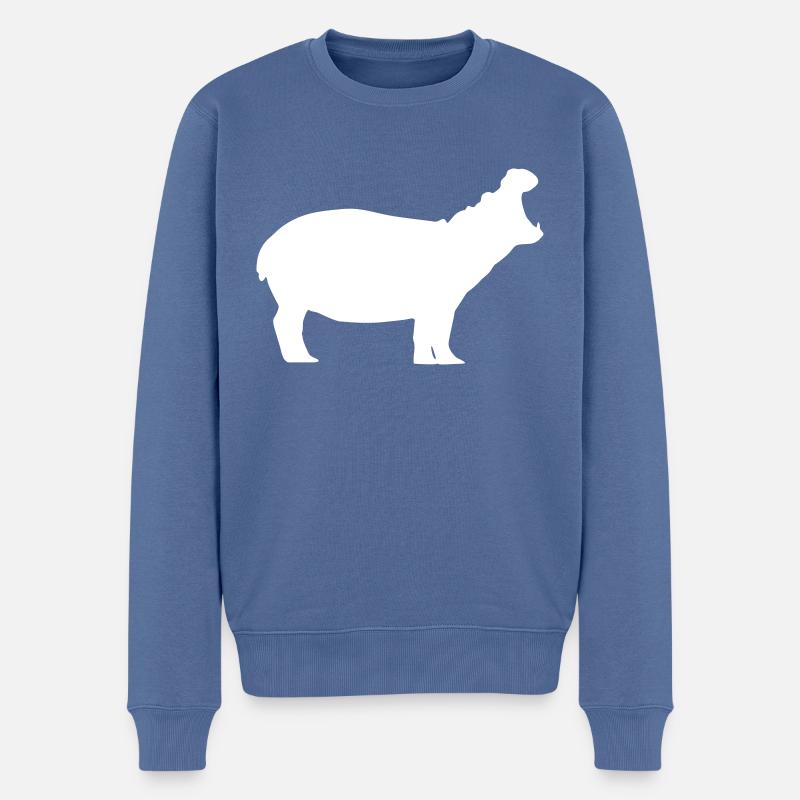 hippopotame silhouette hippopotame - Pull Premium bio Homme - bleu pigeon