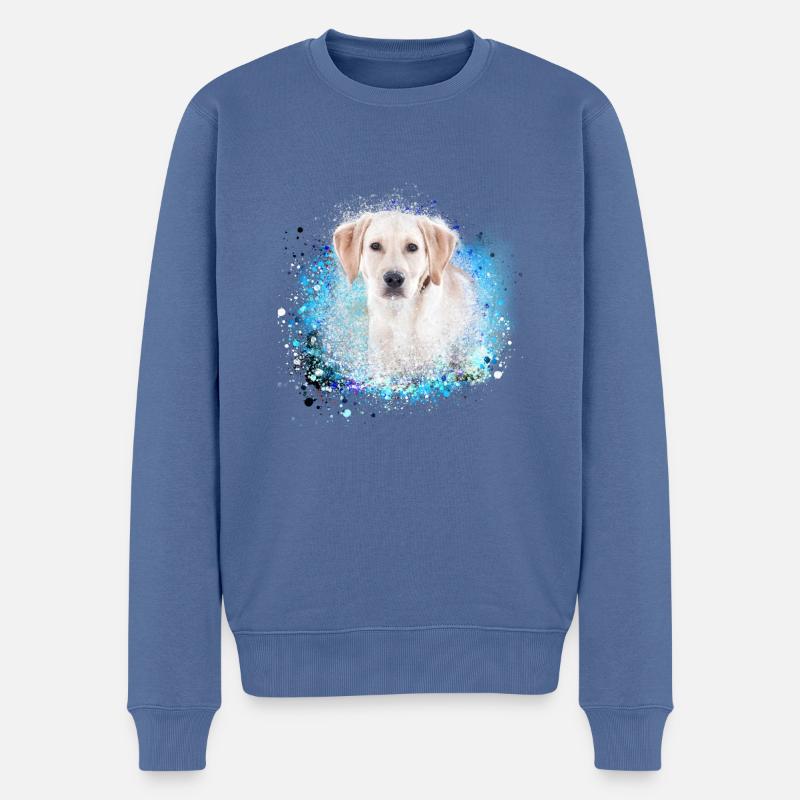Labrador,Chien,peinture,retriever doré - Pull Premium bio Homme - bleu pigeon