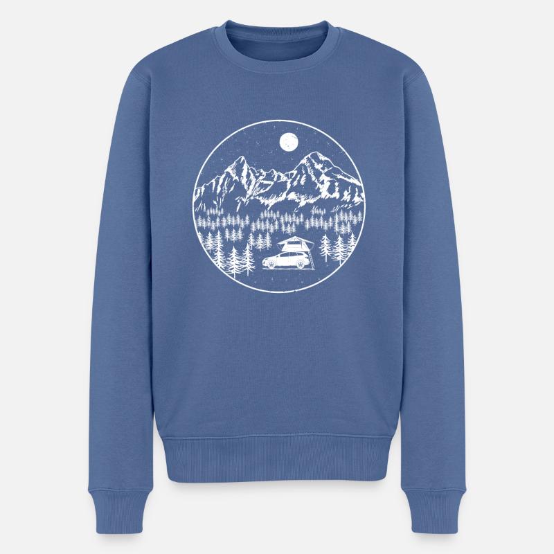 Dachzelt Klappdachzelt Natur Camping Geschenk Auto - Männer Premium Bio Pullover - Taubenblau