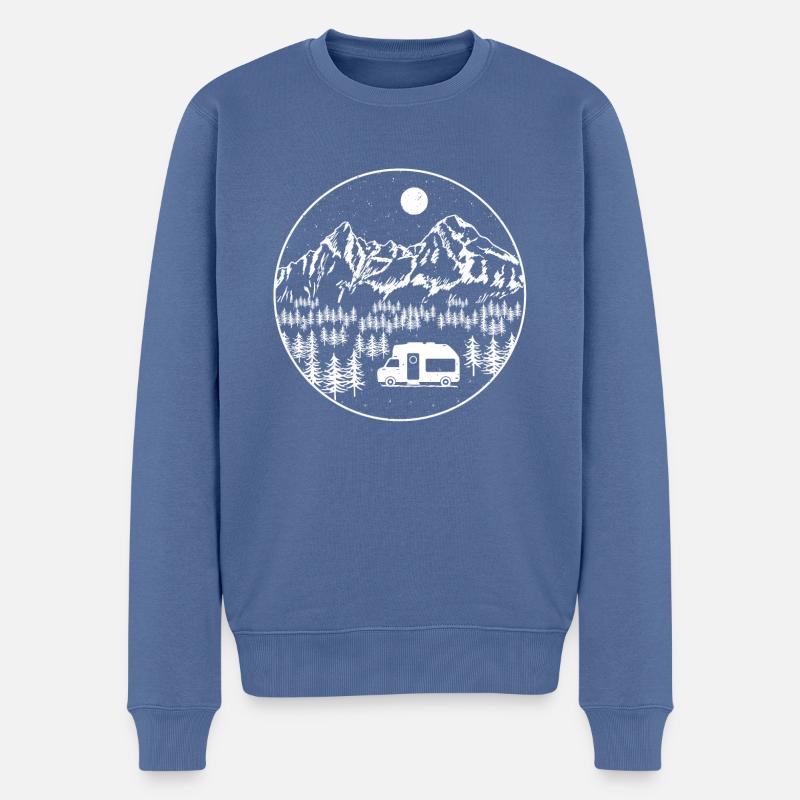 Wohnmobil Campingurlaub Natur Camper Nachthimmel - Männer Premium Bio Pullover - Taubenblau