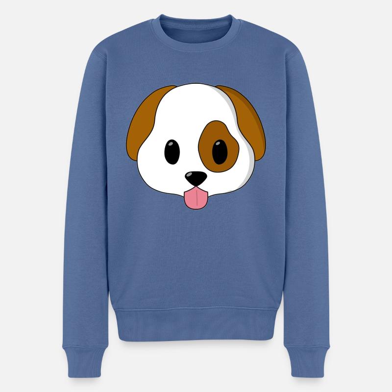 Gesicht Hunde-Emoji - Männer Premium Bio Pullover - Taubenblau