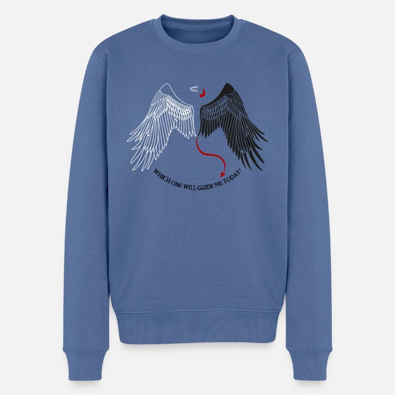 Which One Will Guide Me Today – Angel Demon Devil - Men's Premium Organic Jumper - stone blue