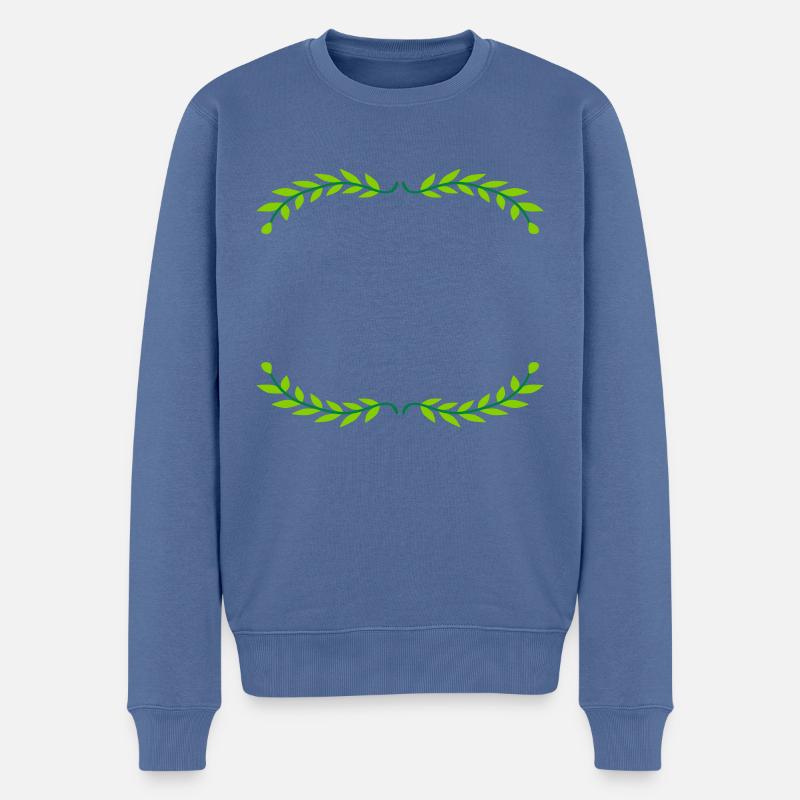 Rahmen Lorbeerblätter Illustration - Männer Premium Bio Pullover - Taubenblau