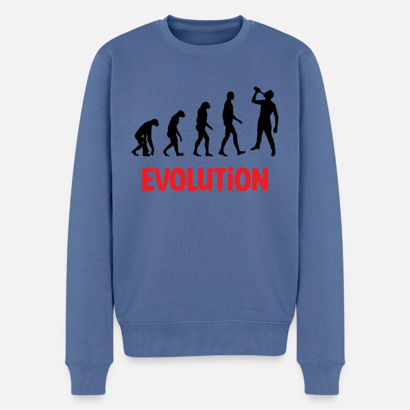 Evolution : Alcool / Alcoolique / Humour - Pull Premium bio Homme - bleu pigeon