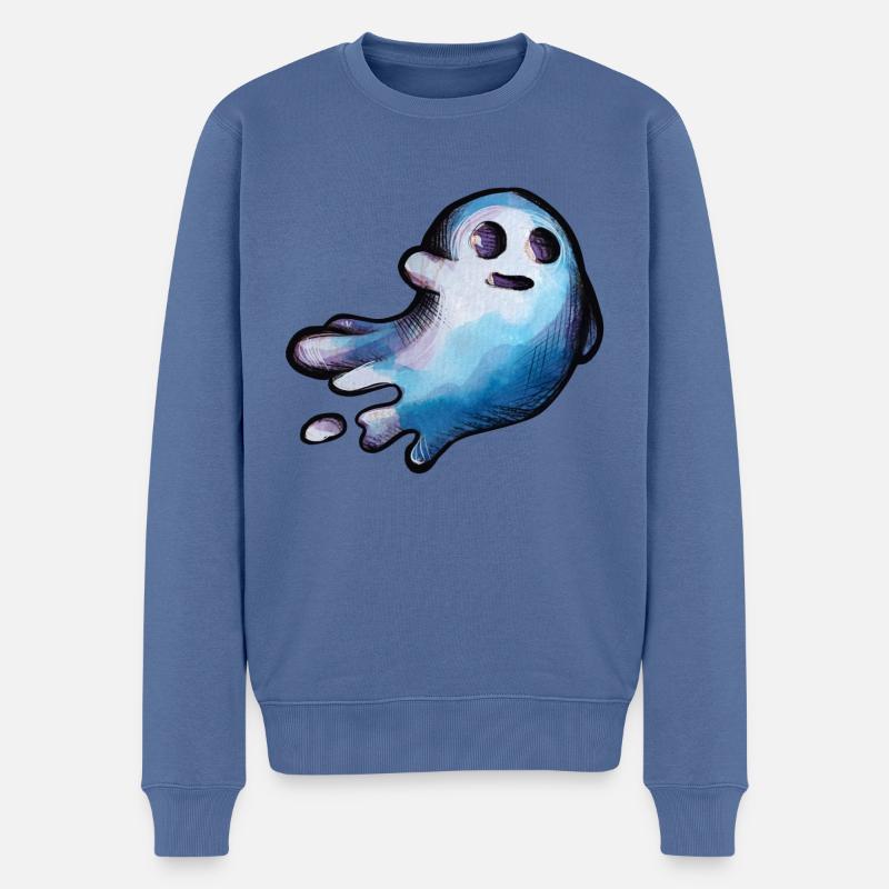 Fantôme d’Halloween - Pull Premium bio Homme - bleu pigeon