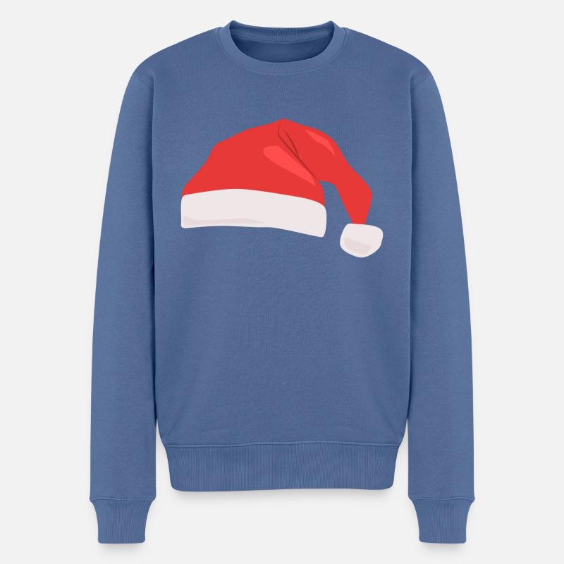 Weihnachtsmütze - Männer Premium Bio Pullover - Taubenblau