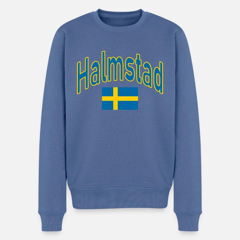Halmstad schweden flagge - Männer Premium Bio Pullover - Taubenblau