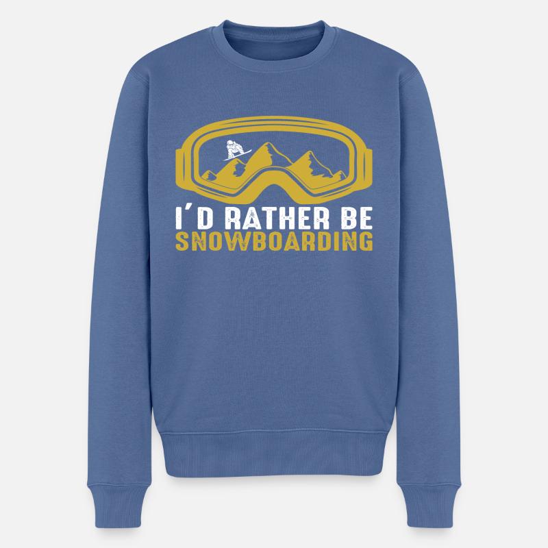 I´d rather be Snowboarding - Männer Premium Bio Pullover - Taubenblau
