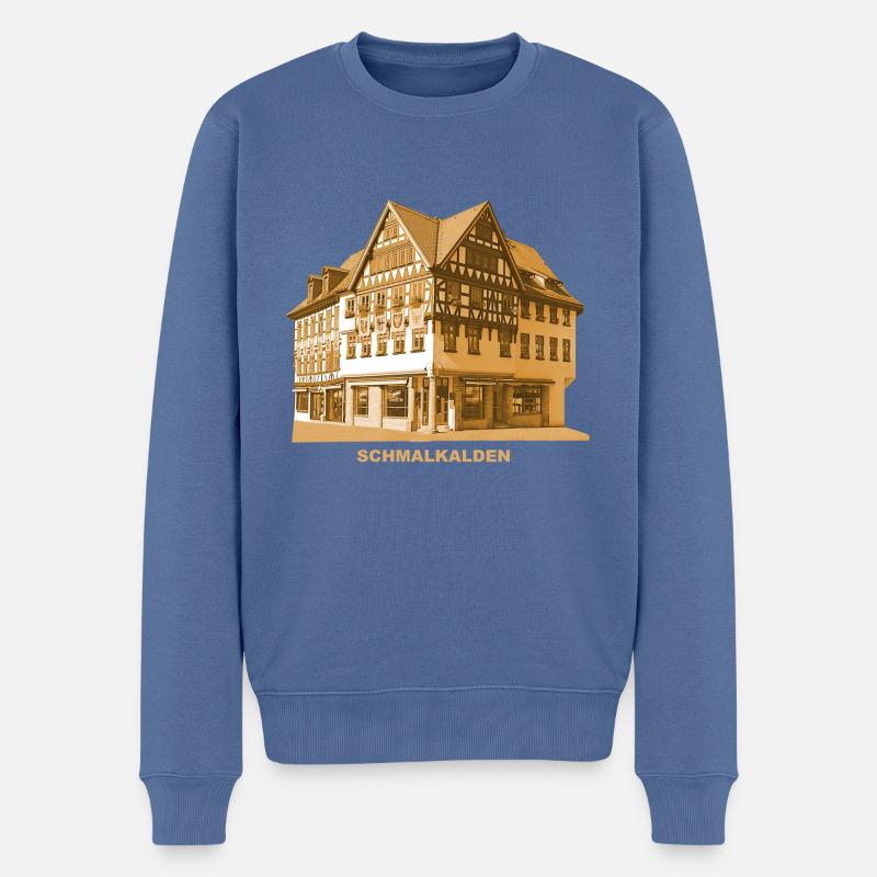 Schmalkalden Thuringe à colombages - Pull Premium bio Homme - bleu pigeon