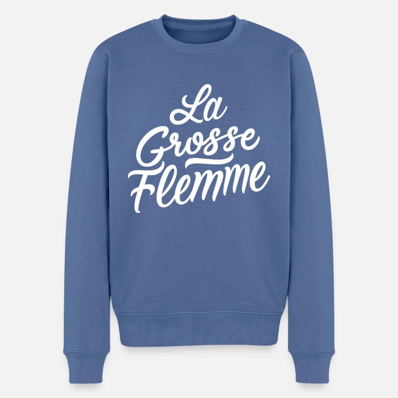 La grosse flemme - Pull Premium bio Homme - bleu pigeon