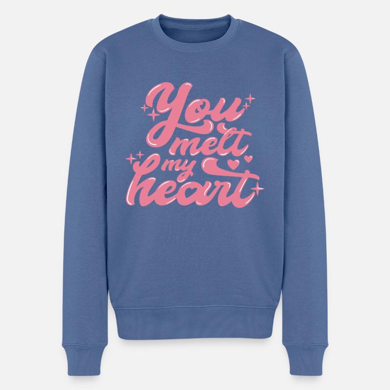 You melt my heart - Männer Premium Bio Pullover - Taubenblau