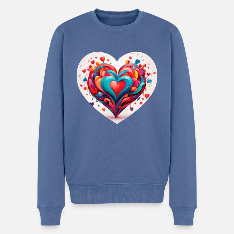 Coeur avec des formes - Pull Premium bio Homme - bleu pigeon