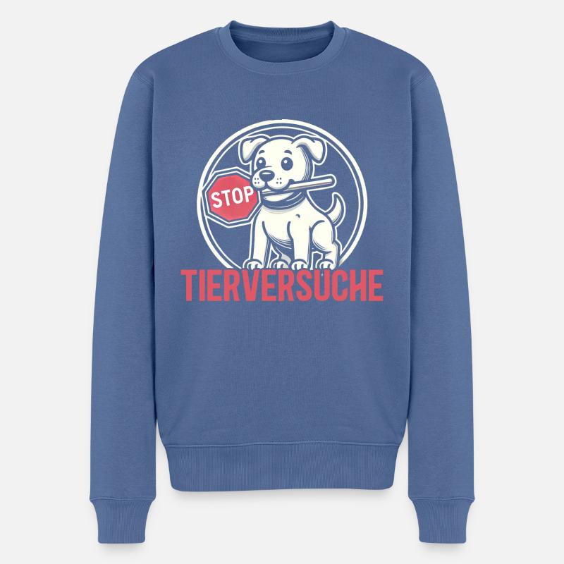 Stop gegen Tierversuche - Männer Premium Bio Pullover - Taubenblau