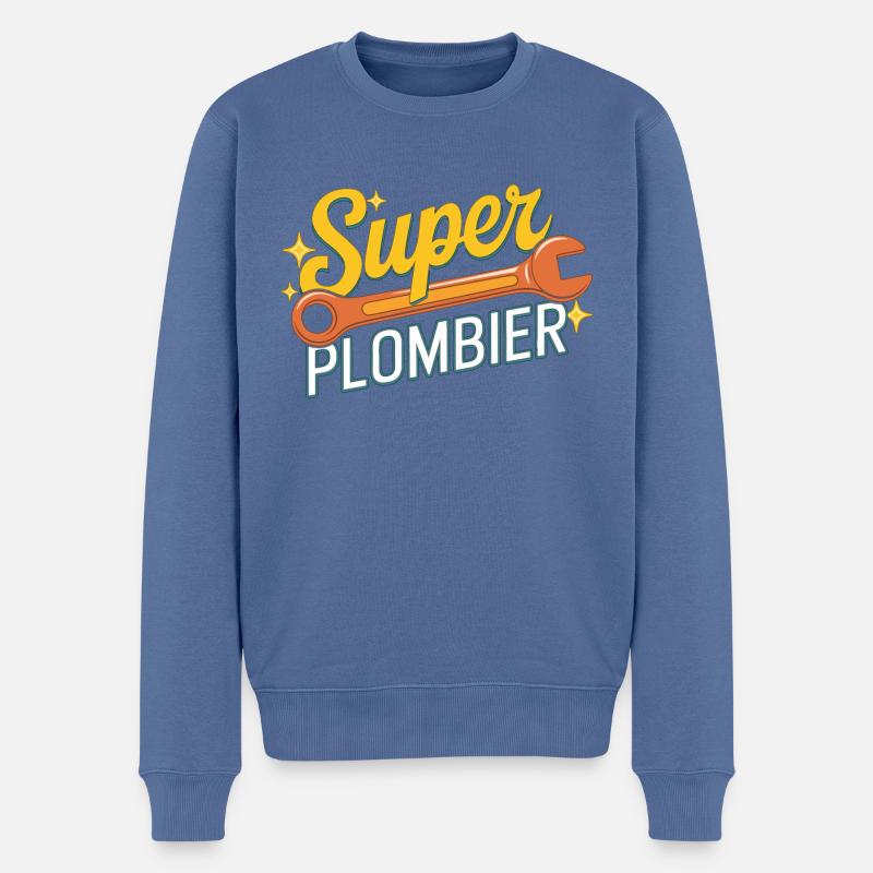 Super plombier - Pull Premium bio Homme - bleu pigeon