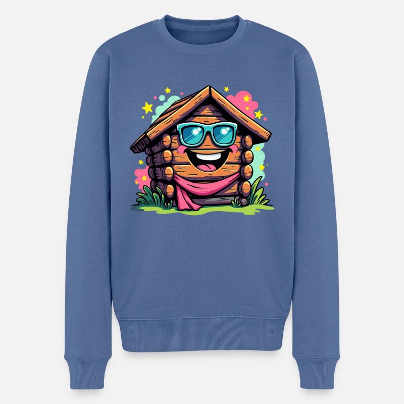 FUN HOLZ - Männer Premium Bio Pullover - Taubenblau