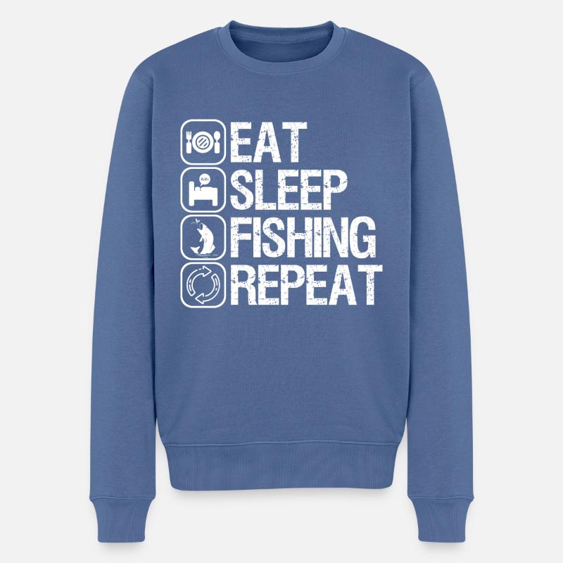 Pêche et moi - Pull Premium bio Homme - bleu pigeon