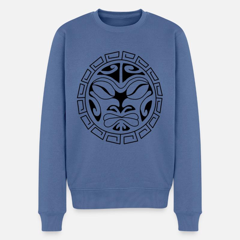 Maori visage peuple - Pull Premium bio Homme - bleu pigeon