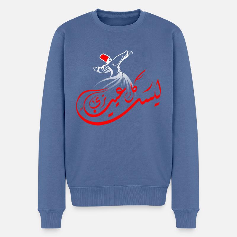 Arabische Kalligrafie: Sufismus - Männer Premium Bio Pullover - Taubenblau