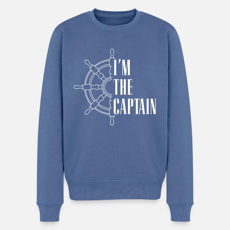 Ich bin der Kapitän - Männer Premium Bio Pullover - Taubenblau