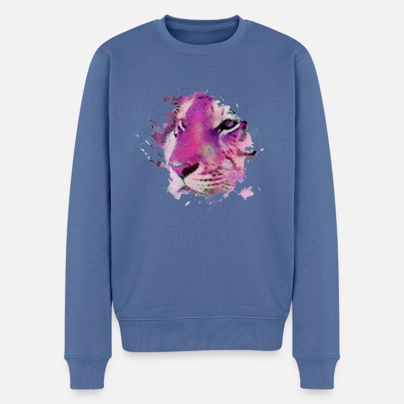 tiger ,wildkatze, blau, Malerei,graffiti,pink - Männer Premium Bio Pullover - Taubenblau