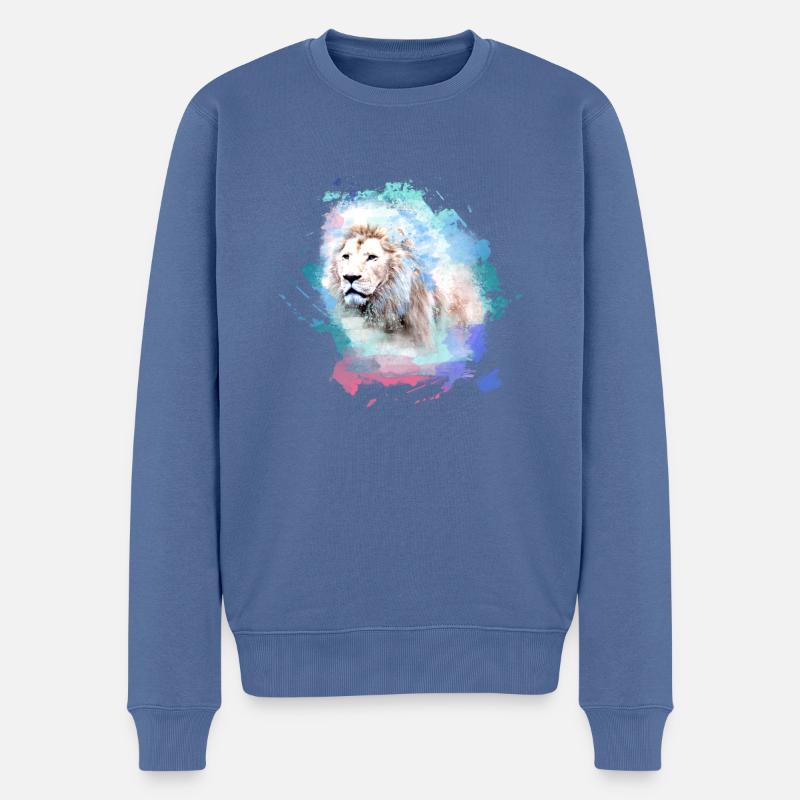 weisser löwe,löwe,bunt,graffiti,malerei - Männer Premium Bio Pullover - Taubenblau
