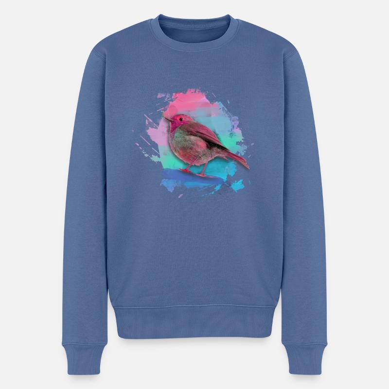 rotkehlchen,vogel,bunt,aquarell,malerei - Männer Premium Bio Pullover - Taubenblau